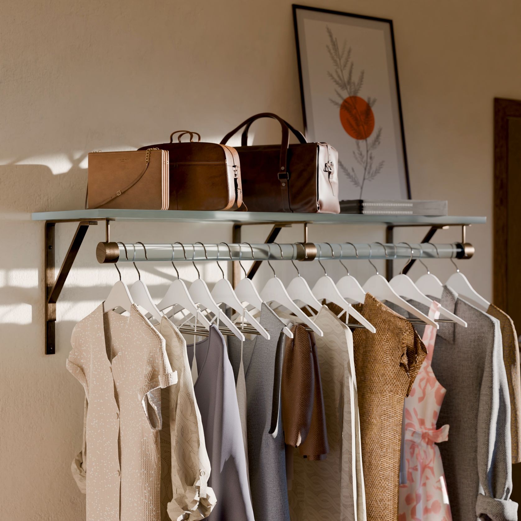 Lucite Shelf Rack with Hanging Rod gallery detail image