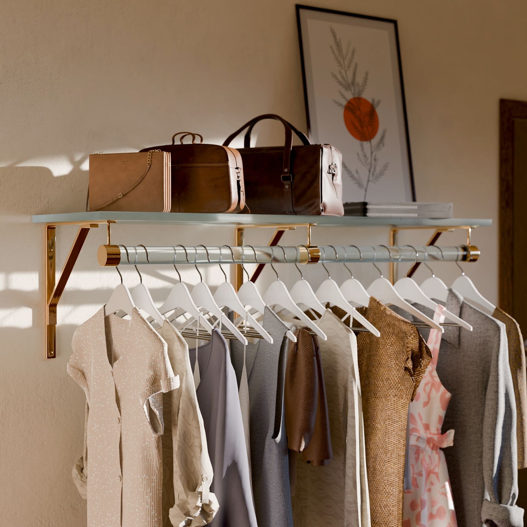 Lucite Shelf Rack with Hanging Rod gallery detail image