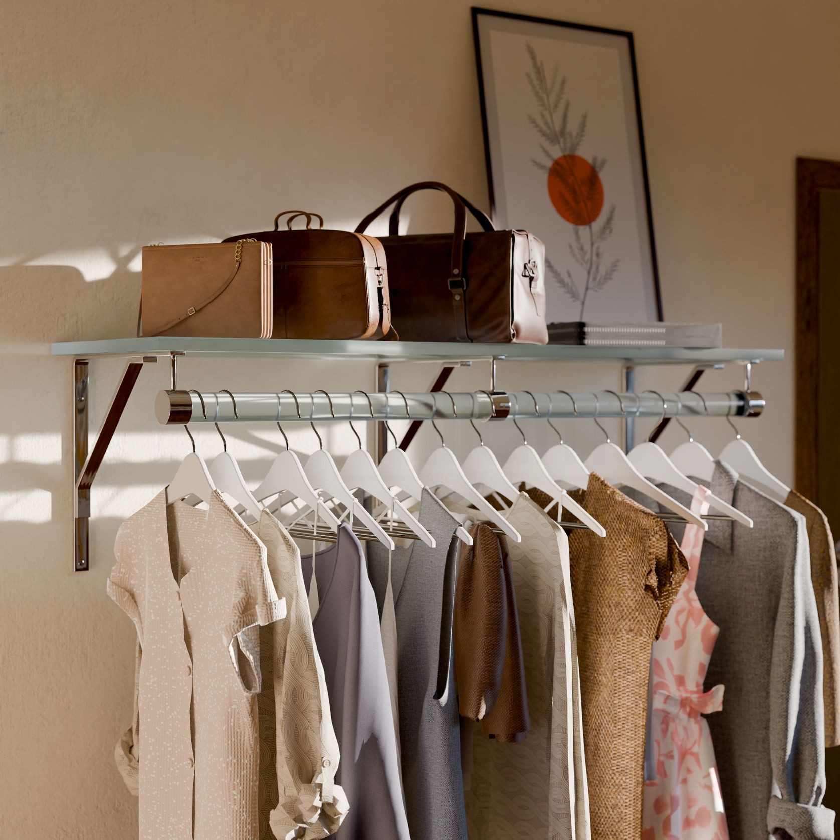 Lucite Shelf Rack with Hanging Rod gallery detail image