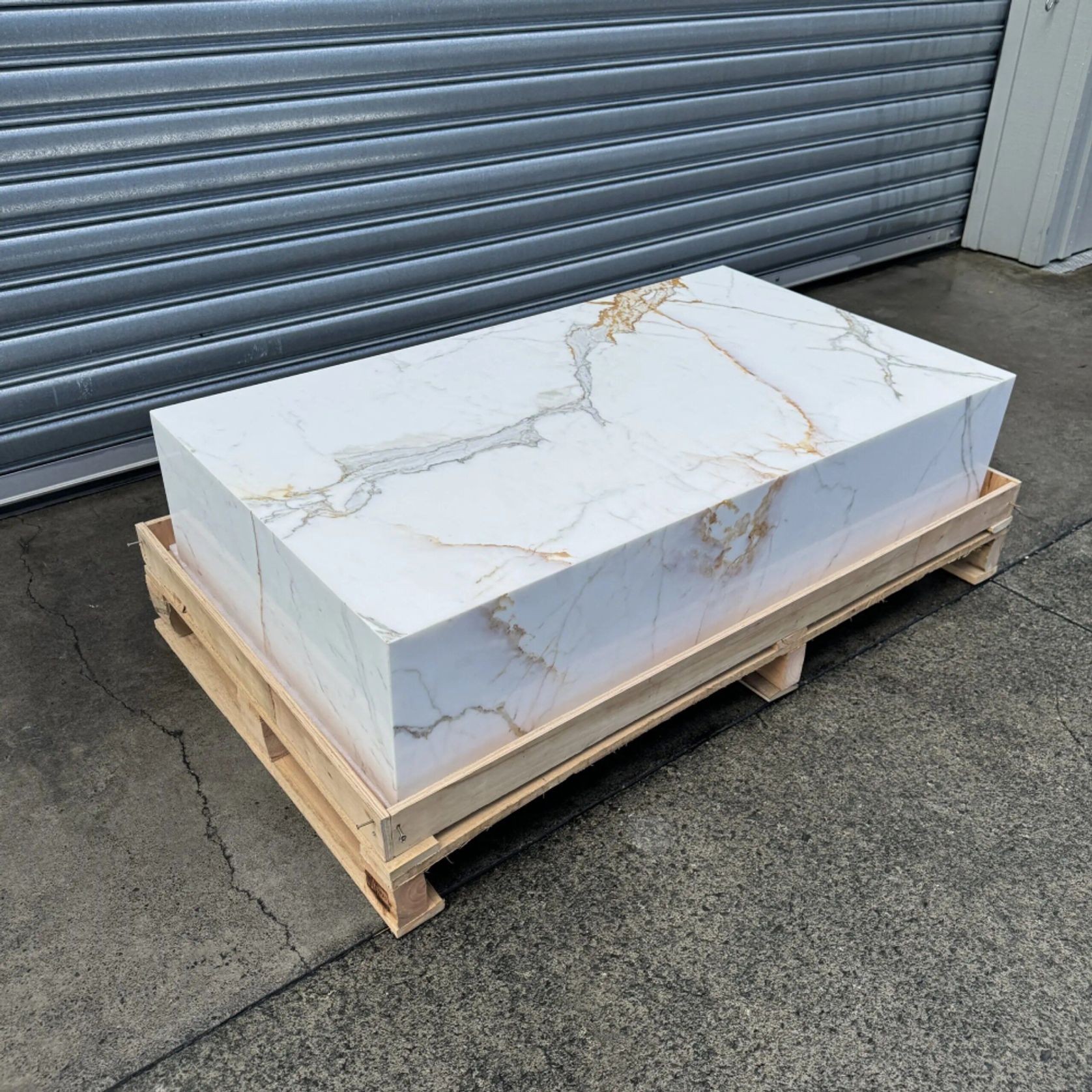 Block Coffee Table/Gold Calacatta-Large | Natural Stone Co. gallery detail image
