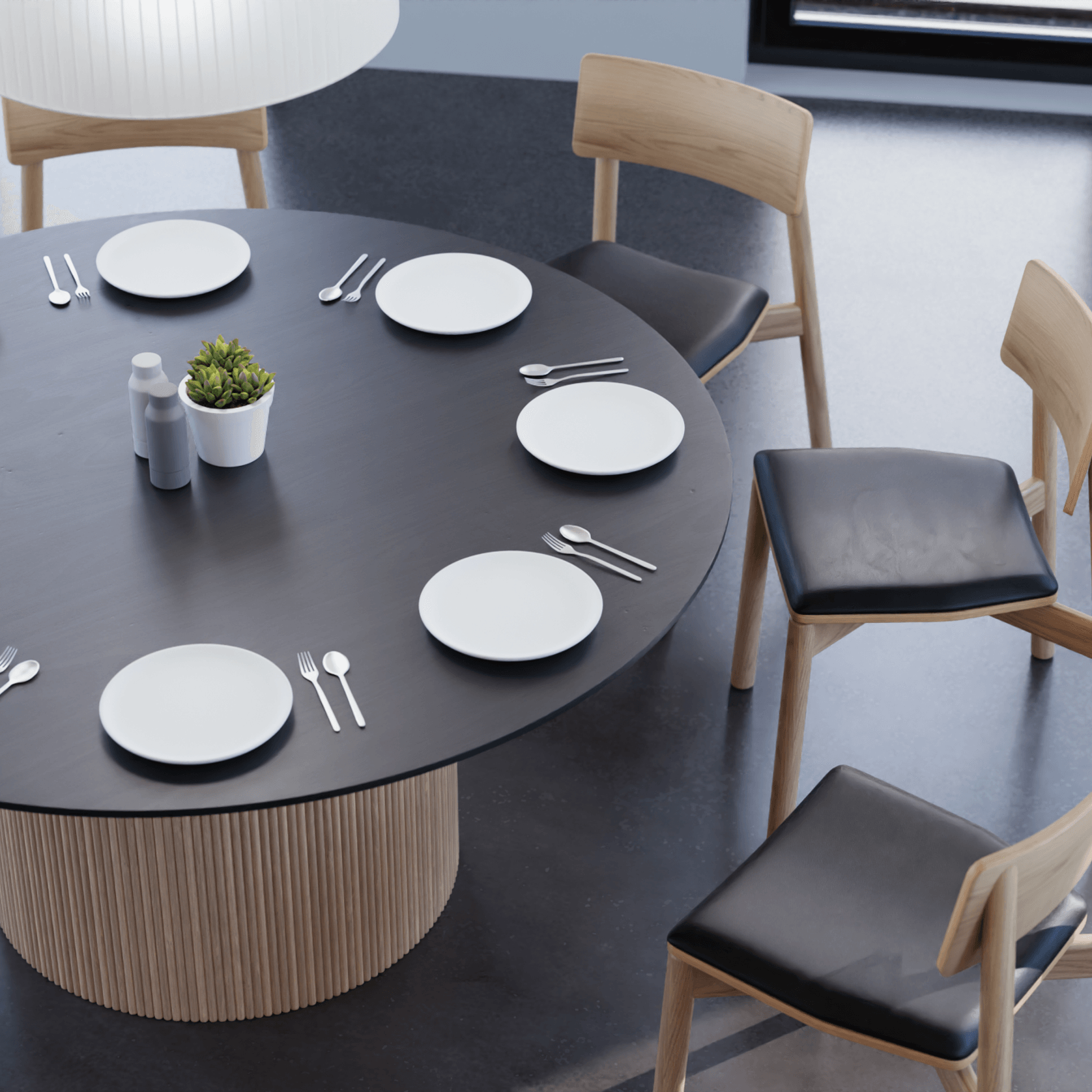 Poppy table - Natural Base Black Top gallery detail image