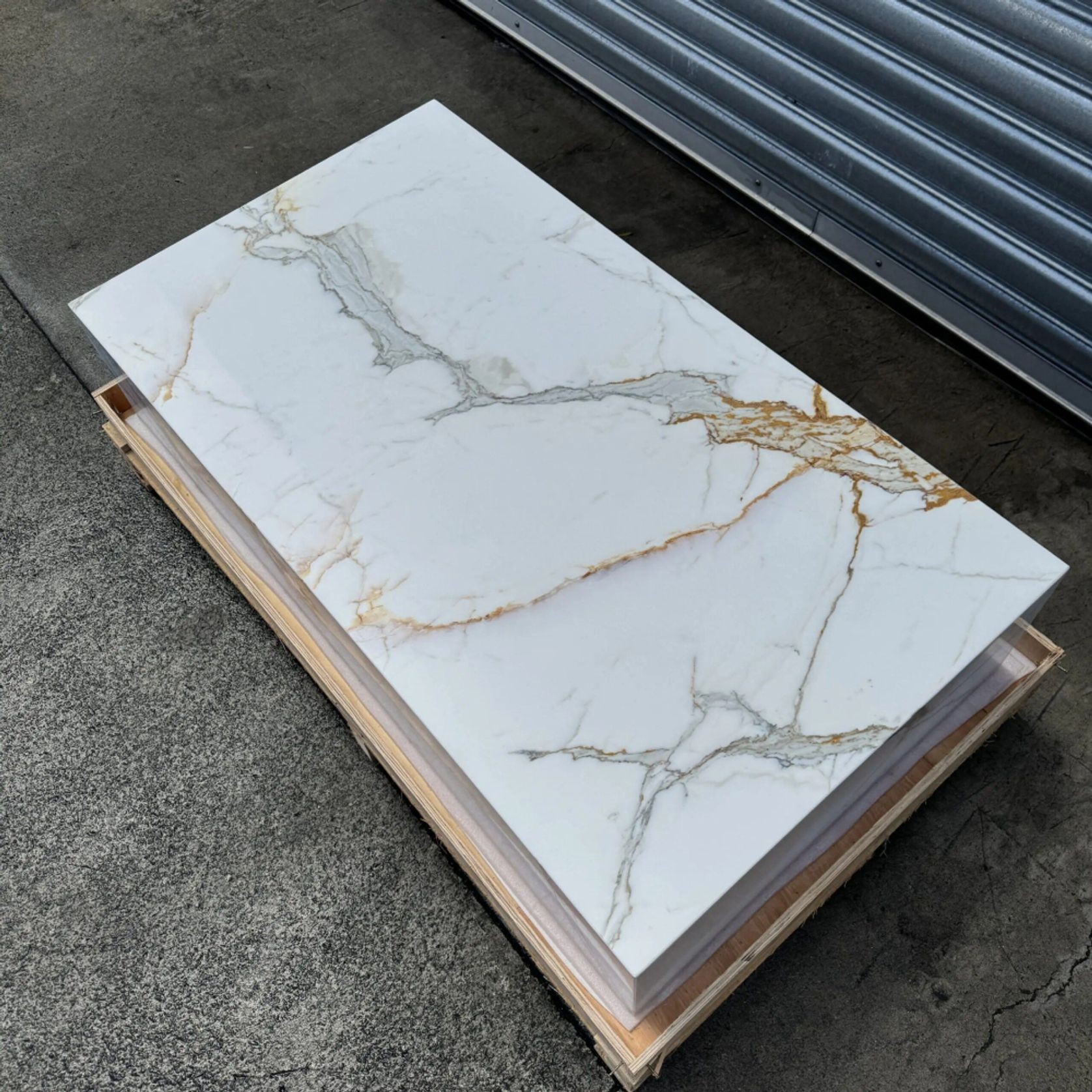 Block Coffee Table/Gold Calacatta-Large | Natural Stone Co. gallery detail image