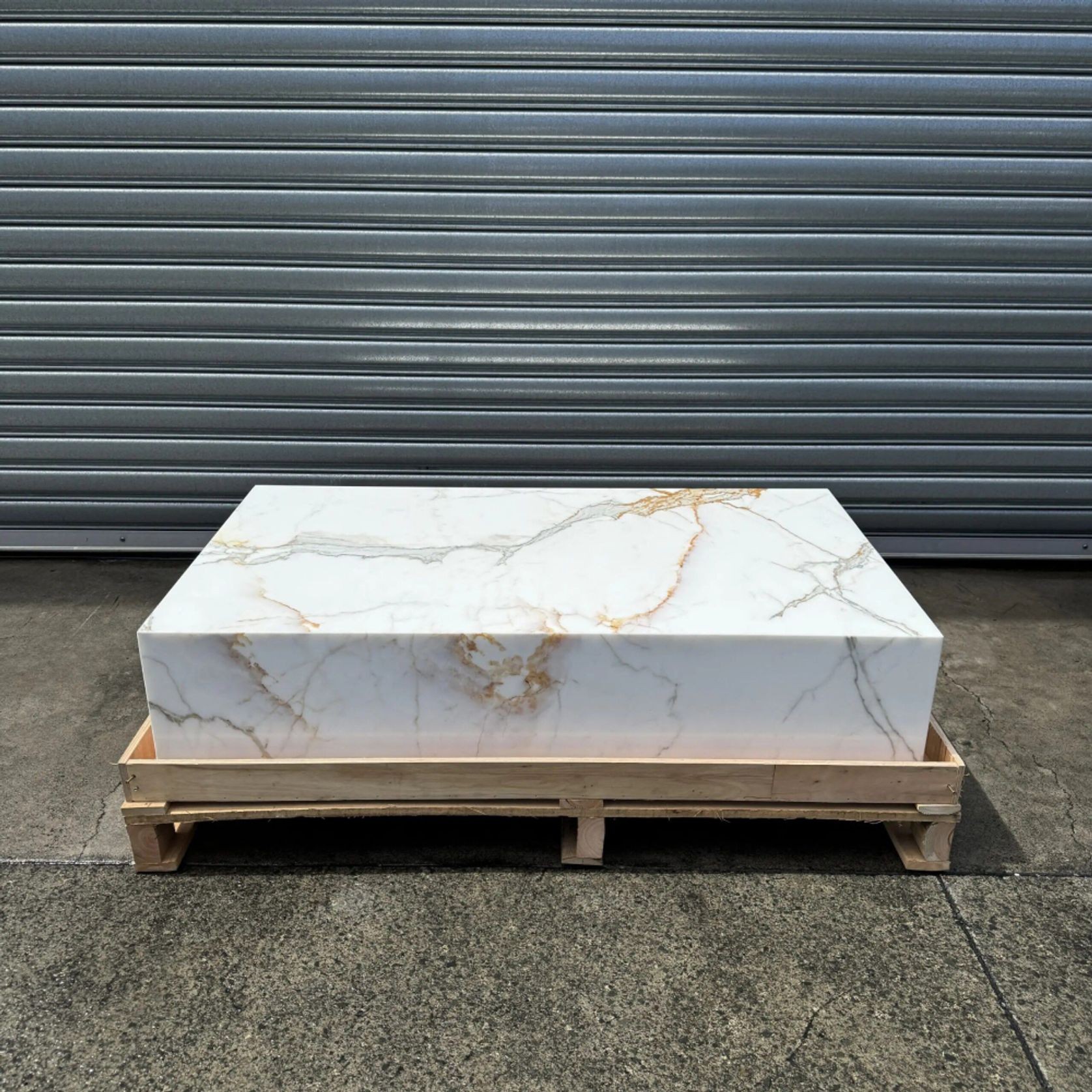 Block Coffee Table/Gold Calacatta-Large | Natural Stone Co. gallery detail image