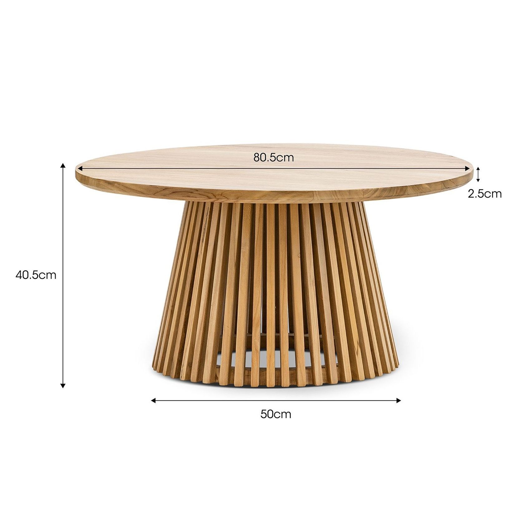 Pedie 80cm Round Slat Coffee Table | Natural Teak gallery detail image