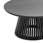 Pedie 80cm Round Slat Coffee Table | Black Teak gallery detail image
