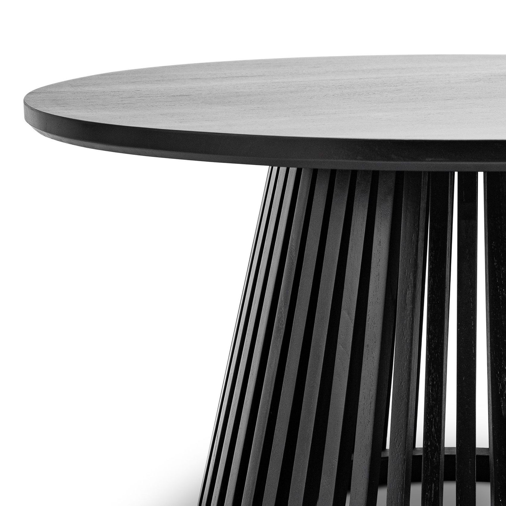 Pedie 80cm Round Slat Coffee Table | Black Teak gallery detail image
