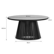 Pedie 80cm Round Slat Coffee Table | Black Teak gallery detail image