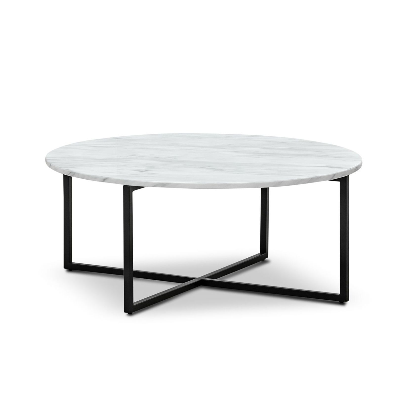 Ellie Marble Round Coffee Table | White & Black gallery detail image