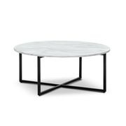Ellie Marble Round Coffee Table | White & Black gallery detail image
