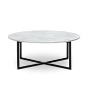 Ellie Marble Round Coffee Table | White & Black gallery detail image