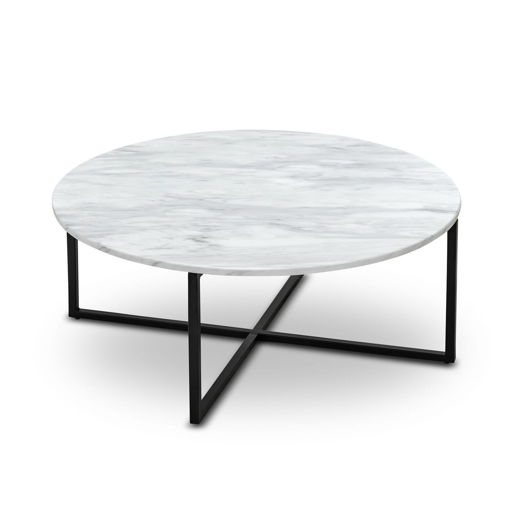 Ellie Marble Round Coffee Table | White & Black gallery detail image