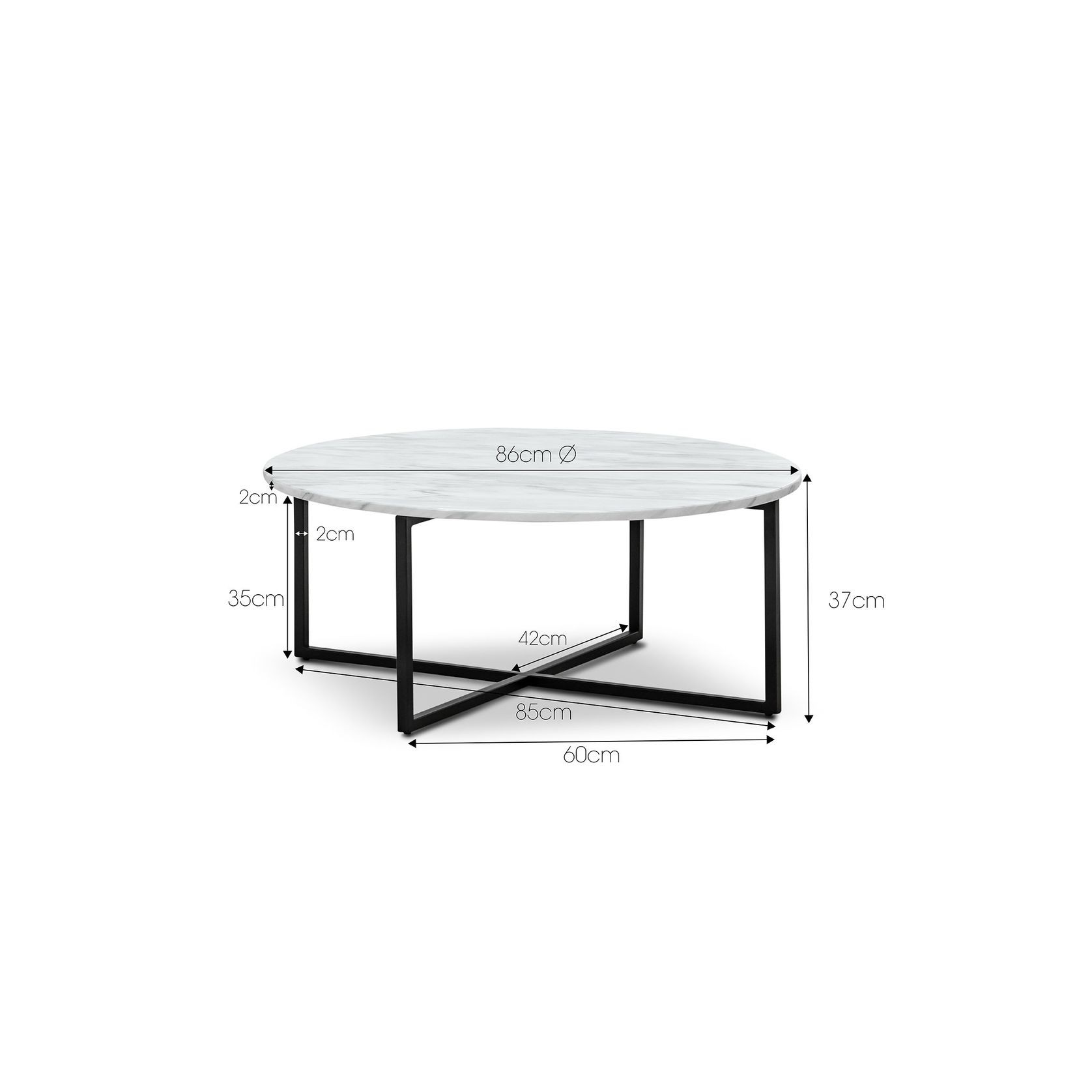 Ellie Marble Round Coffee Table | White & Black gallery detail image