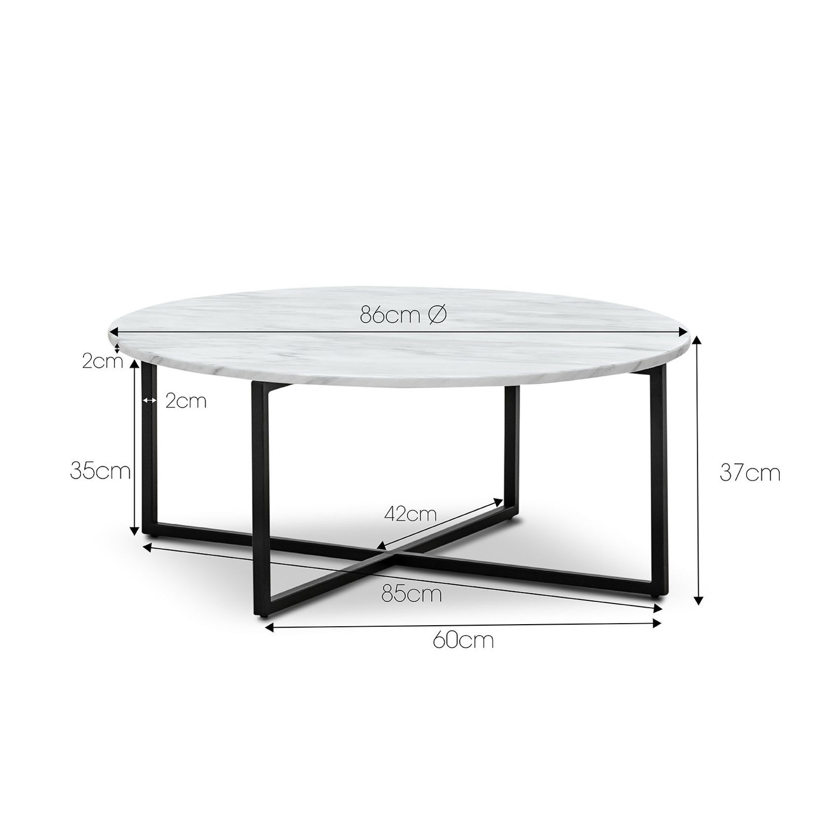 Ellie Marble Round Coffee Table | White & Black gallery detail image