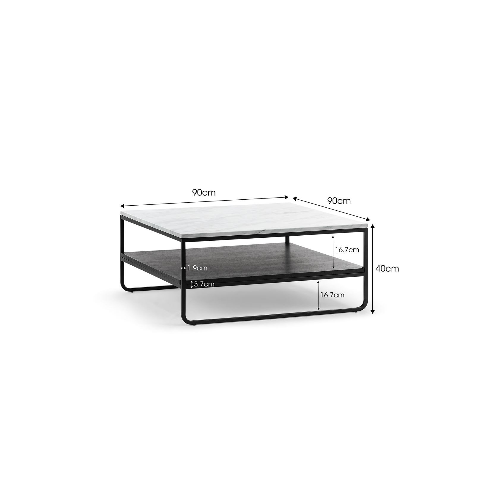 Estoria White Marble Square Shelf Coffee Table | Black gallery detail image