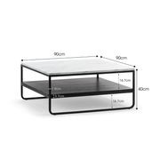 Estoria White Marble Square Shelf Coffee Table | Black gallery detail image