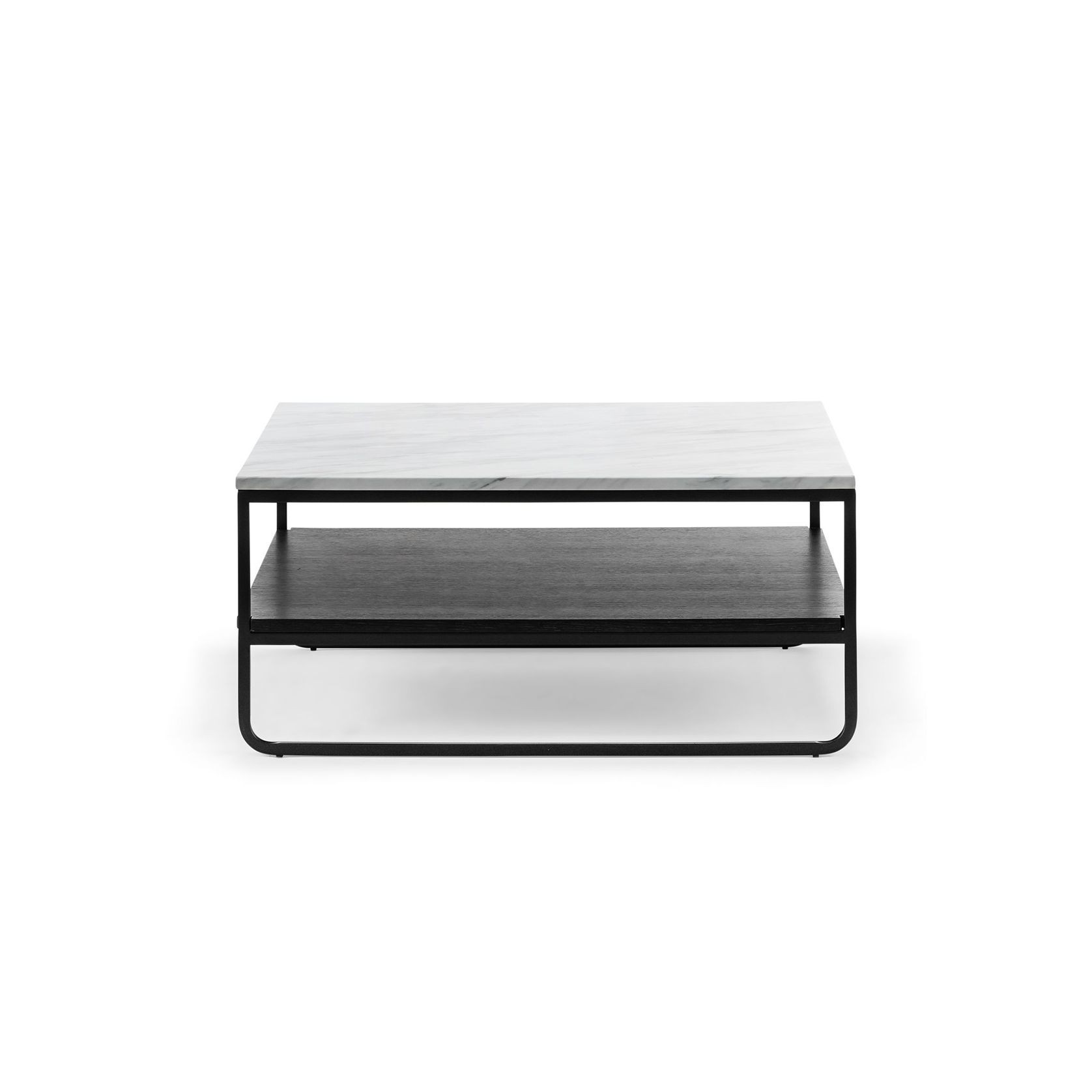 Estoria White Marble Square Shelf Coffee Table | Black gallery detail image