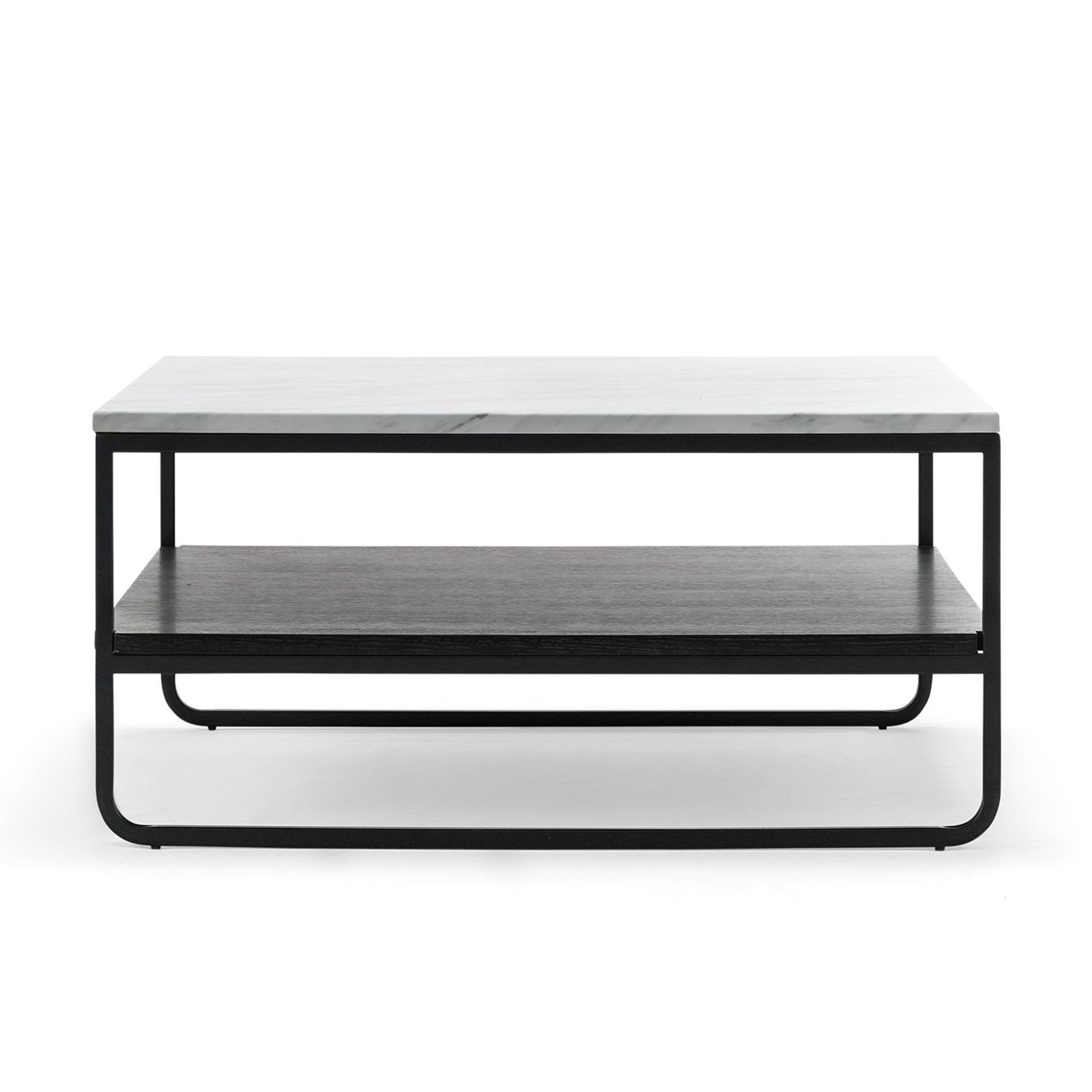 Estoria White Marble Square Shelf Coffee Table | Black gallery detail image