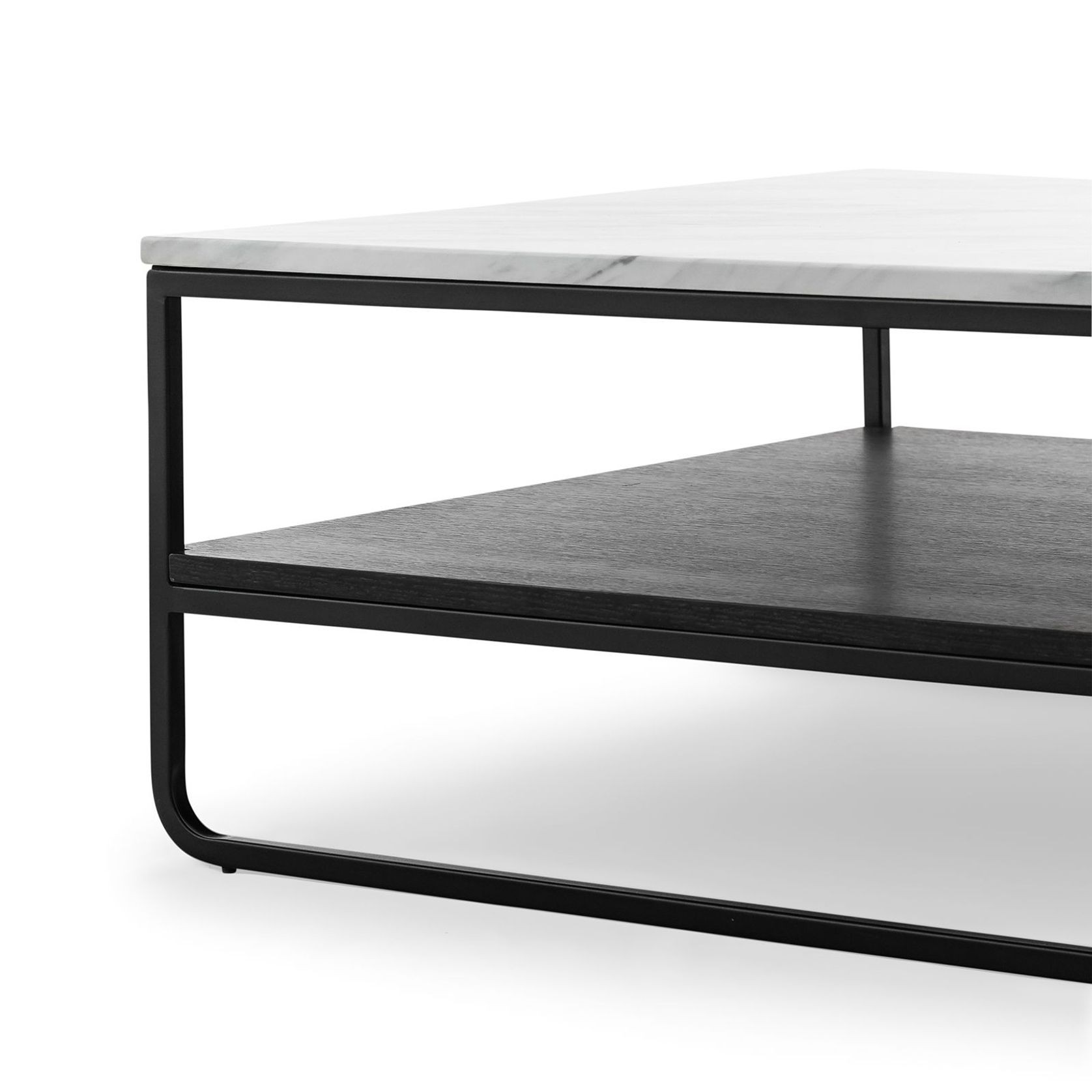 Estoria White Marble Square Shelf Coffee Table | Black gallery detail image