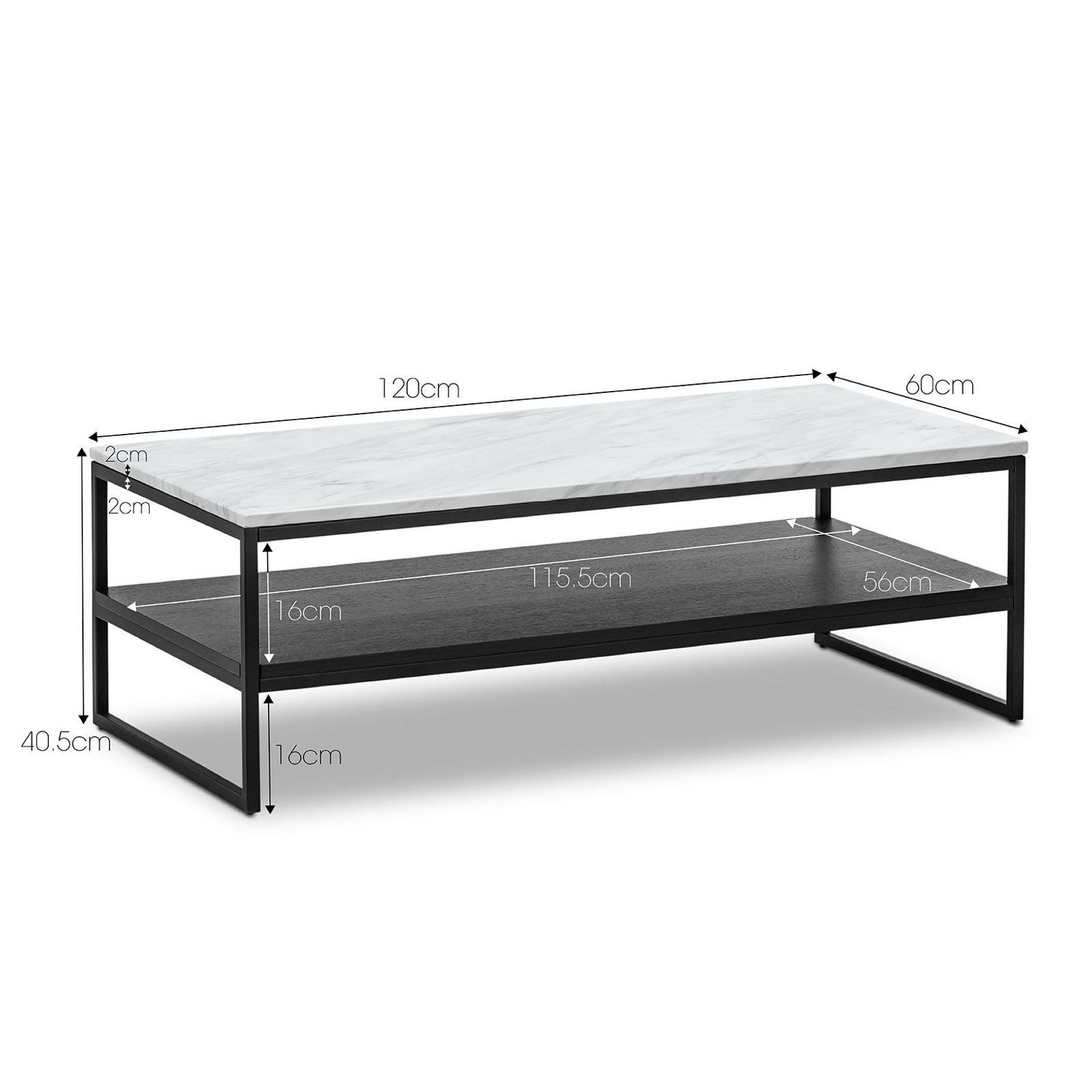 Ebonie White Marble Rectangular Coffee Table | Black gallery detail image