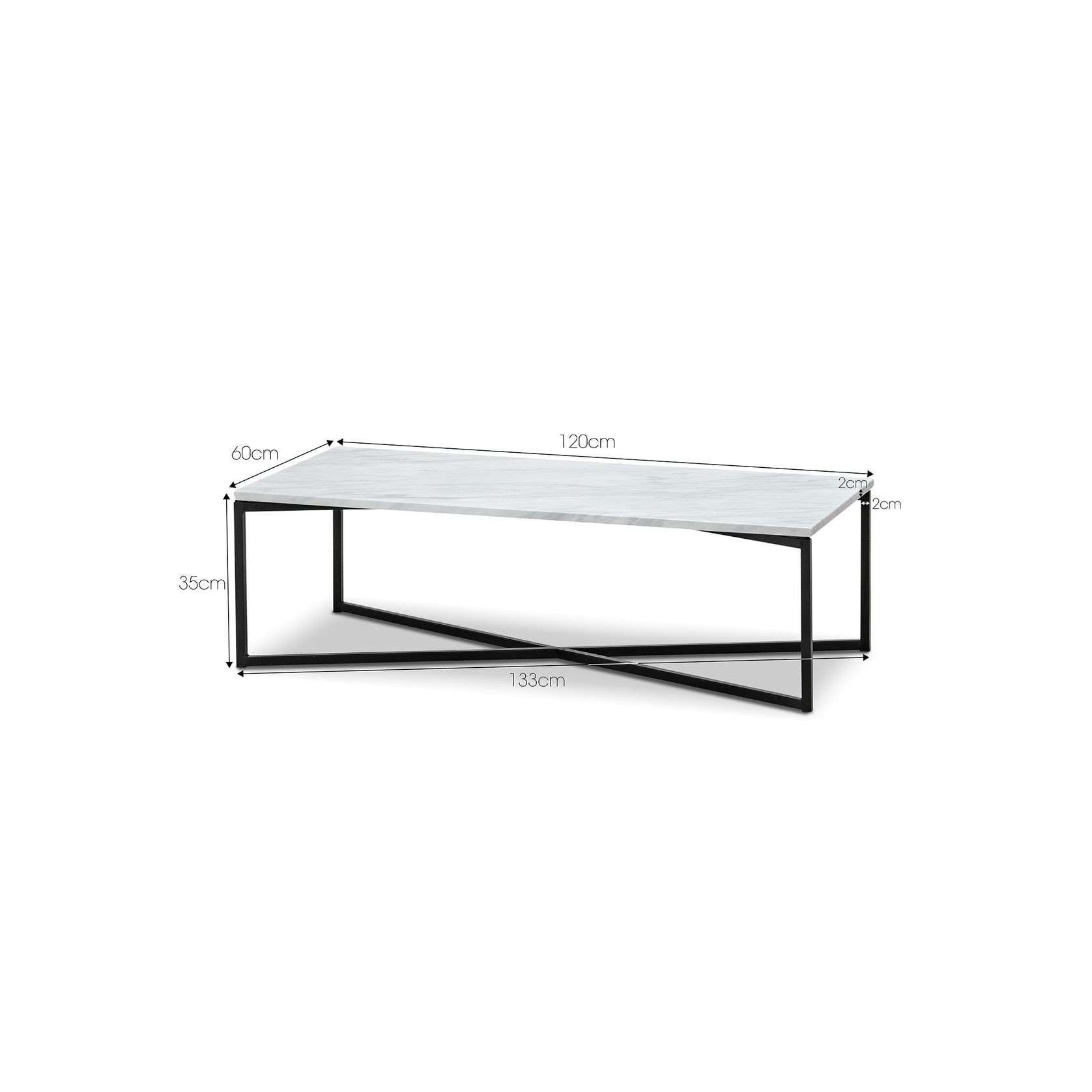 Ellie White Marble Rectangular Coffee Table | Black gallery detail image