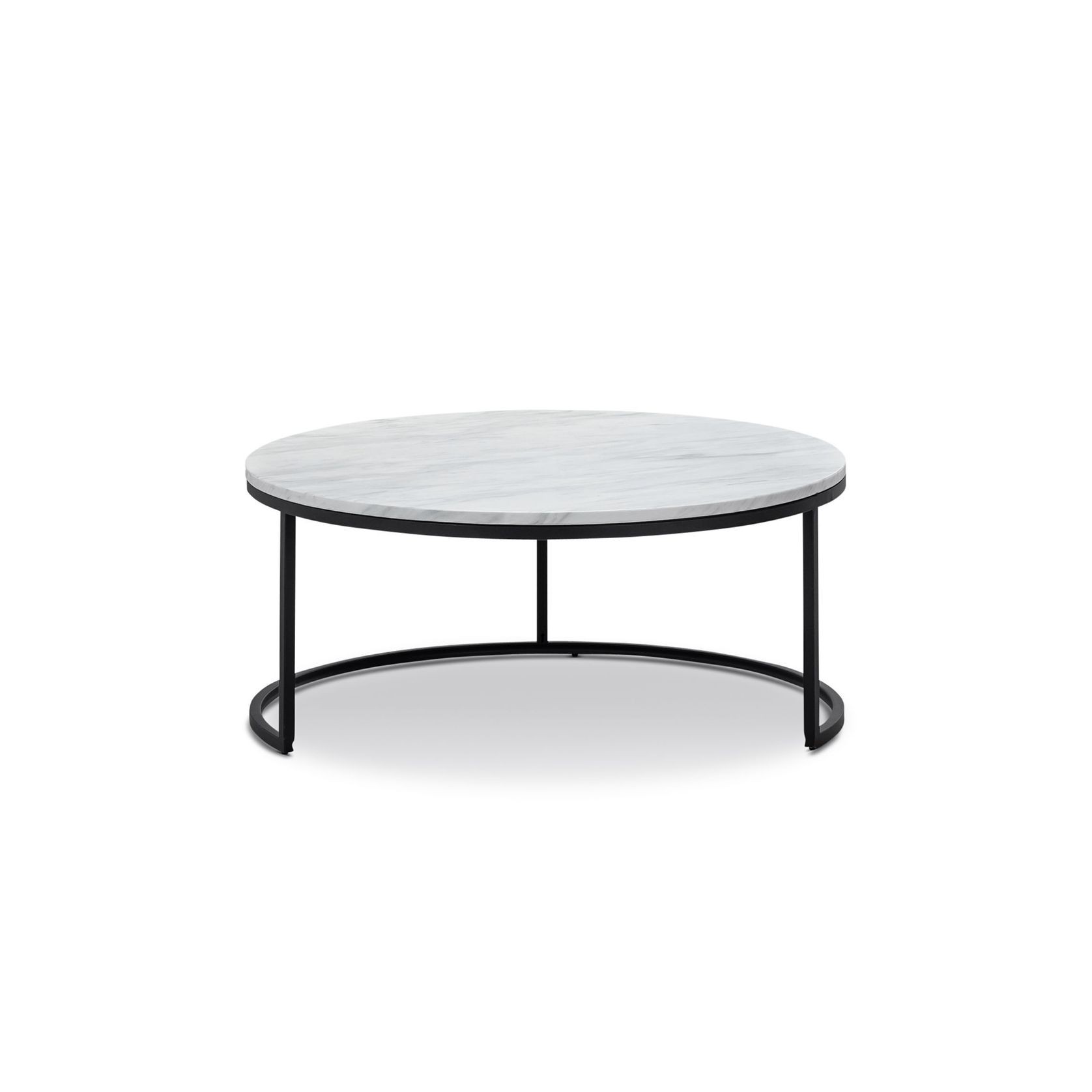 Khloe White Marble Round Nest Coffee Table | Black gallery detail image
