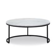 Khloe White Marble Round Nest Coffee Table | Black gallery detail image