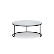 Khloe White Marble Round Nest Coffee Table | Black gallery detail image