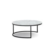 Khloe White Marble Round Nest Coffee Table | Black gallery detail image