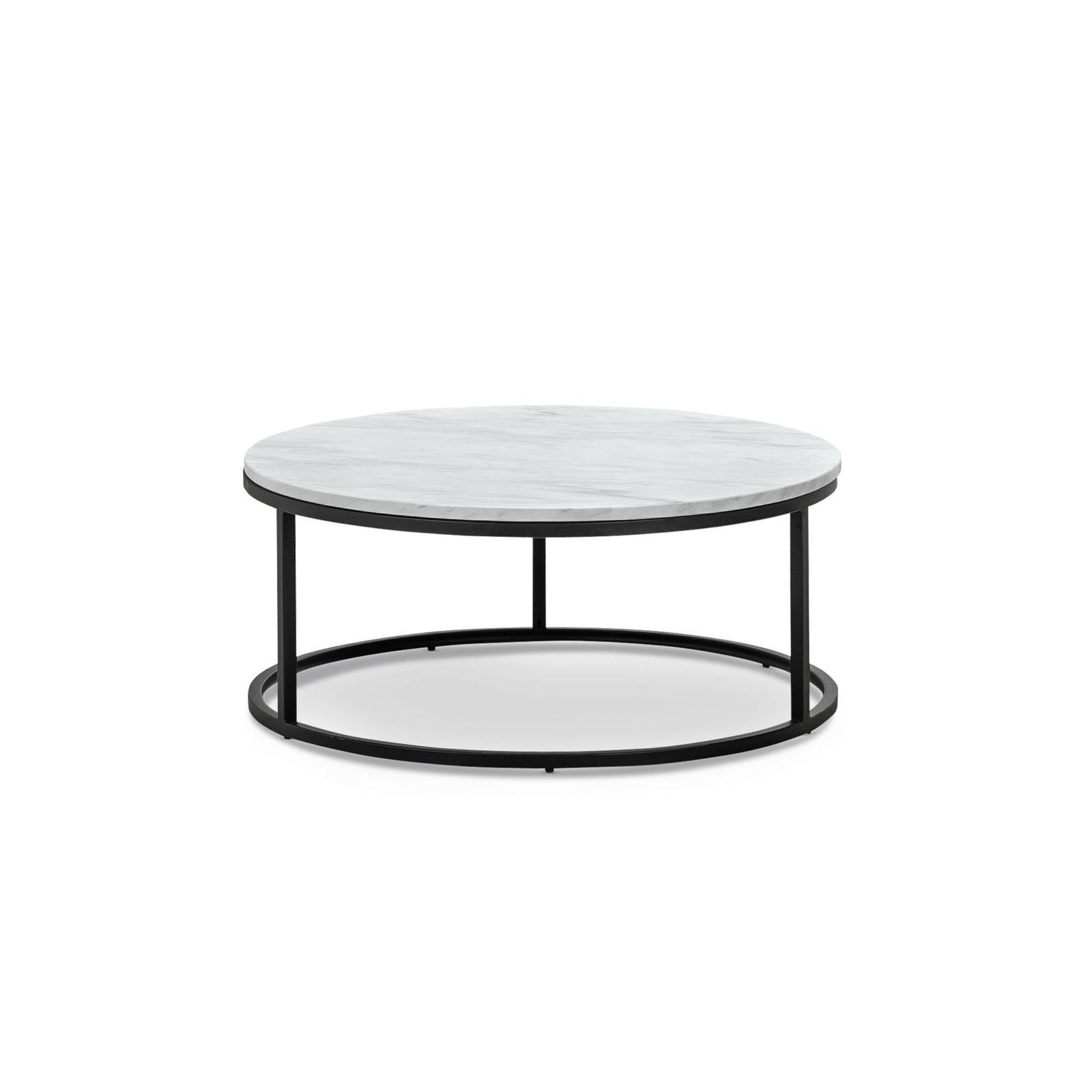 Khloe White Marble Round Nest Coffee Table | Black gallery detail image