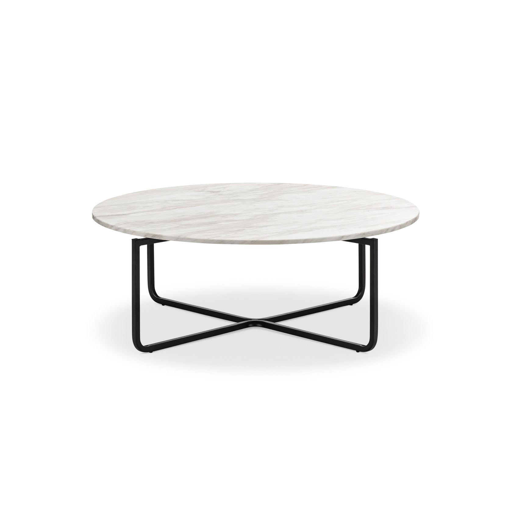 Clarina Ivory Marble Round Coffee Table | Black gallery detail image