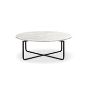 Clarina Ivory Marble Round Coffee Table | Black gallery detail image