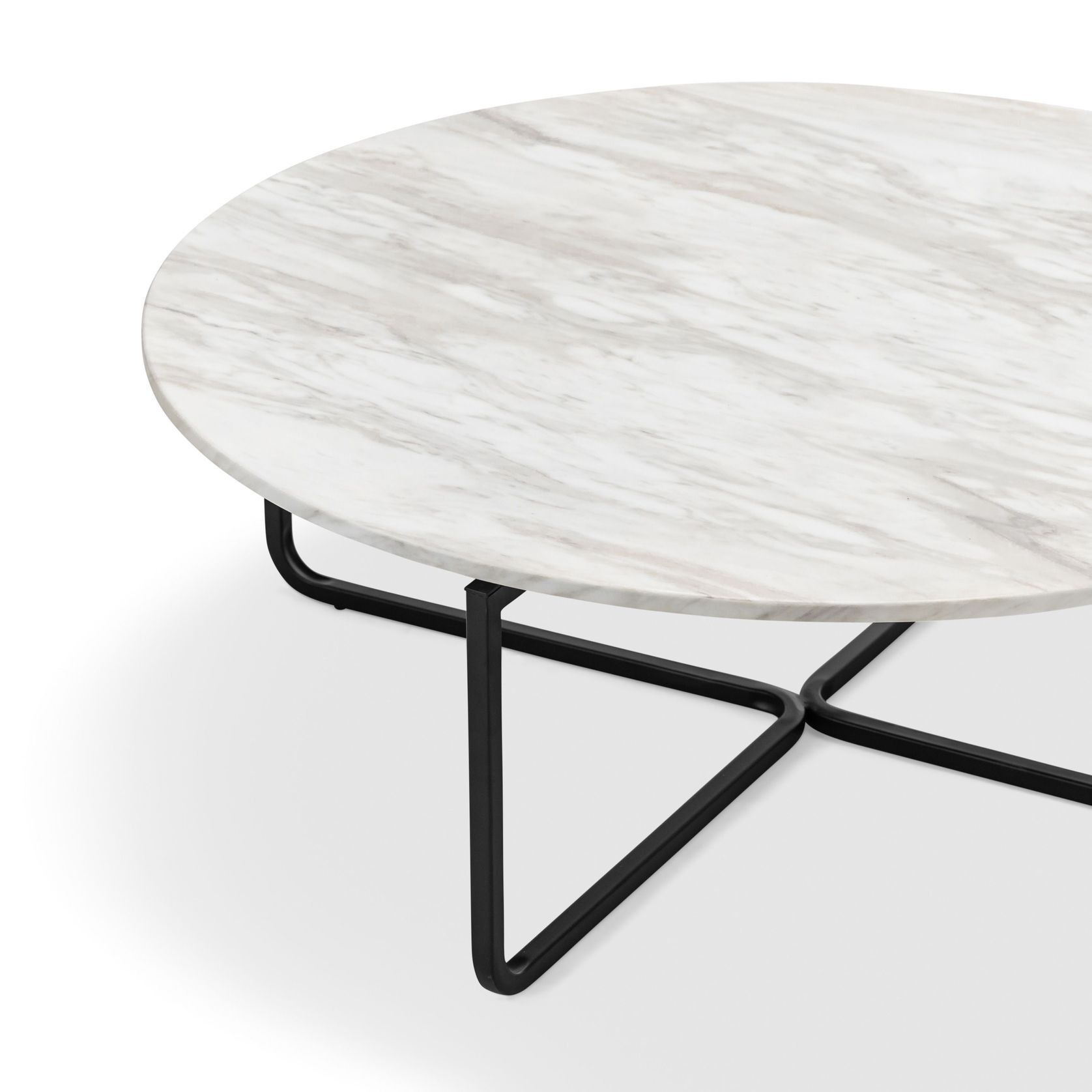 Clarina Ivory Marble Round Coffee Table | Black gallery detail image