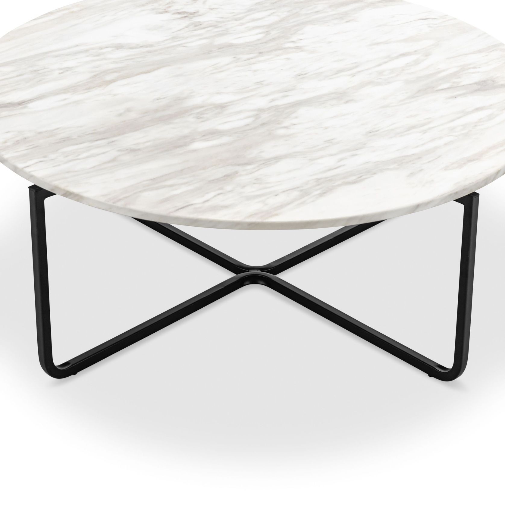 Clarina Ivory Marble Round Coffee Table | Black gallery detail image