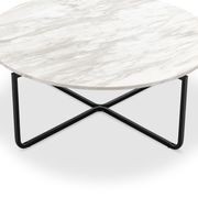 Clarina Ivory Marble Round Coffee Table | Black gallery detail image