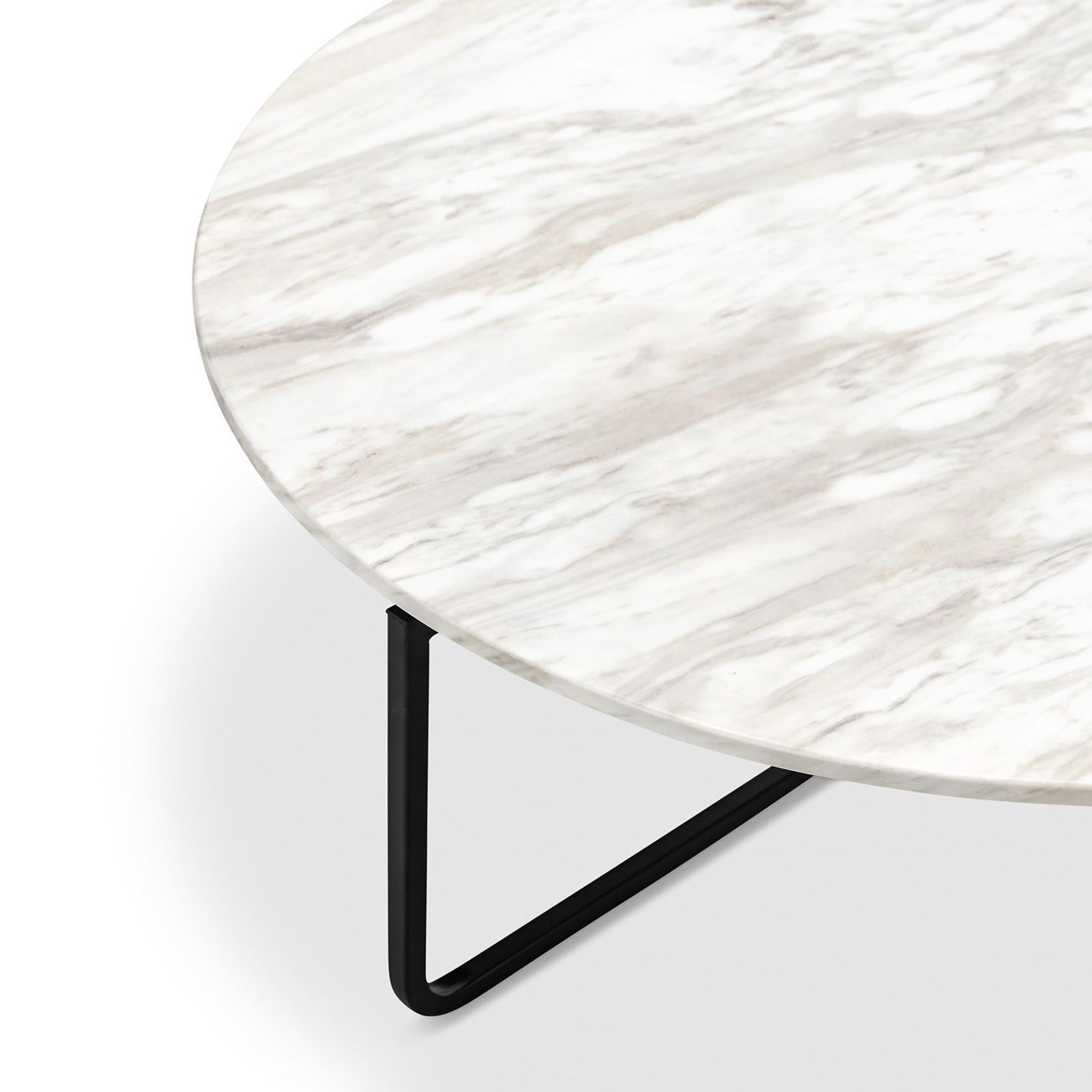Clarina Ivory Marble Round Coffee Table | Black gallery detail image