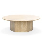 Hexica 100cm Round Coffee Table | Cream Travertine gallery detail image