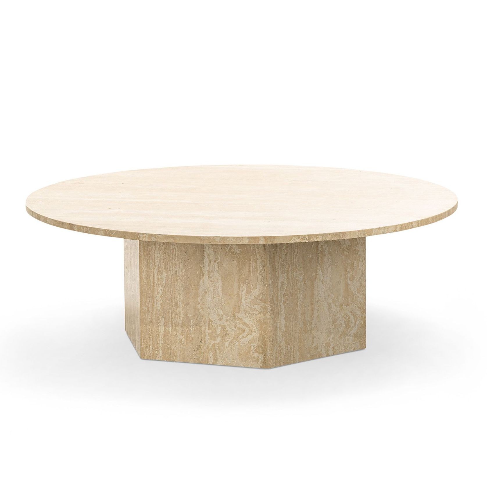 Hexica 100cm Round Coffee Table | Cream Travertine gallery detail image