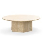 Hexica 100cm Round Coffee Table | Cream Travertine gallery detail image