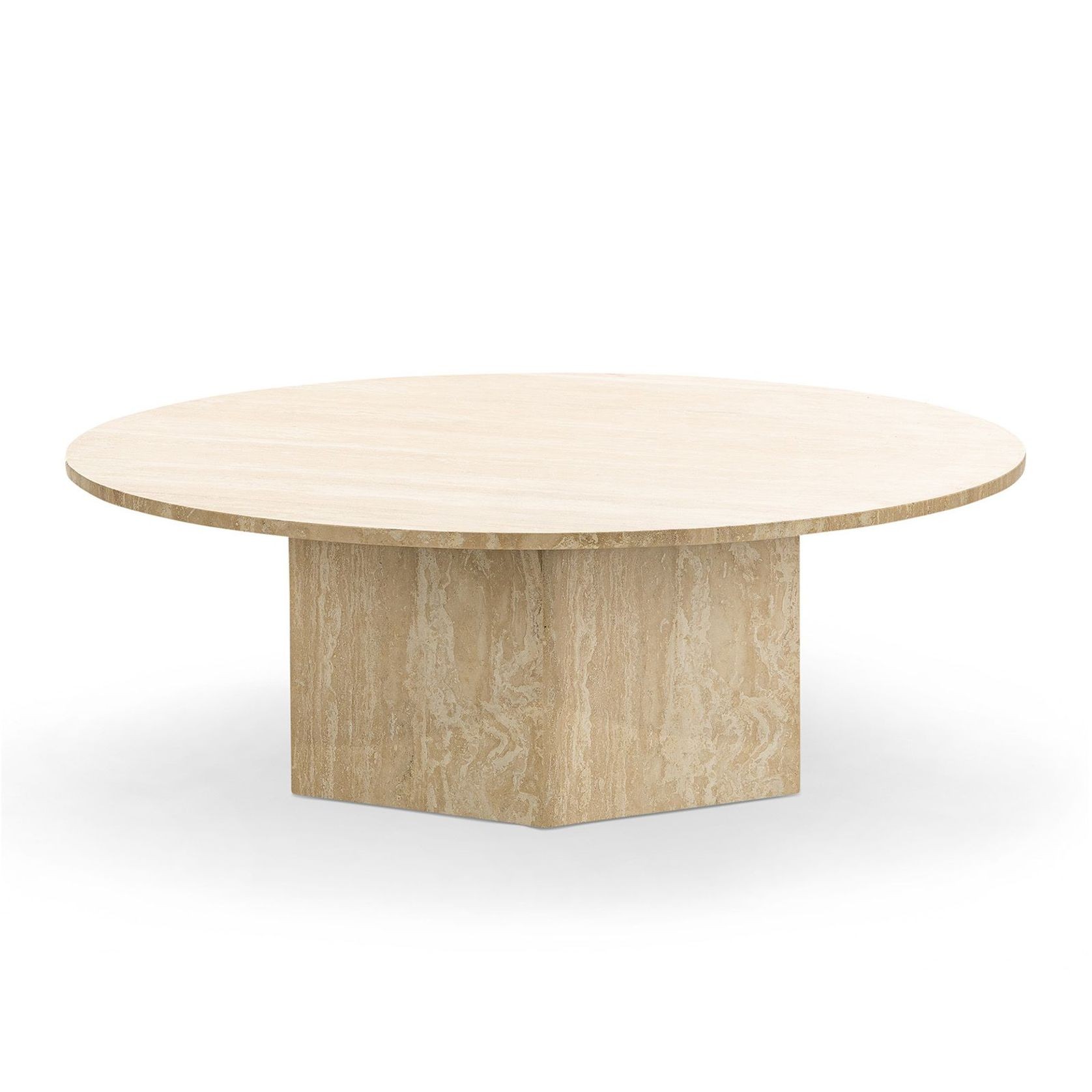 Hexica 100cm Round Coffee Table | Cream Travertine gallery detail image