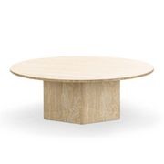 Hexica 100cm Round Coffee Table | Cream Travertine gallery detail image