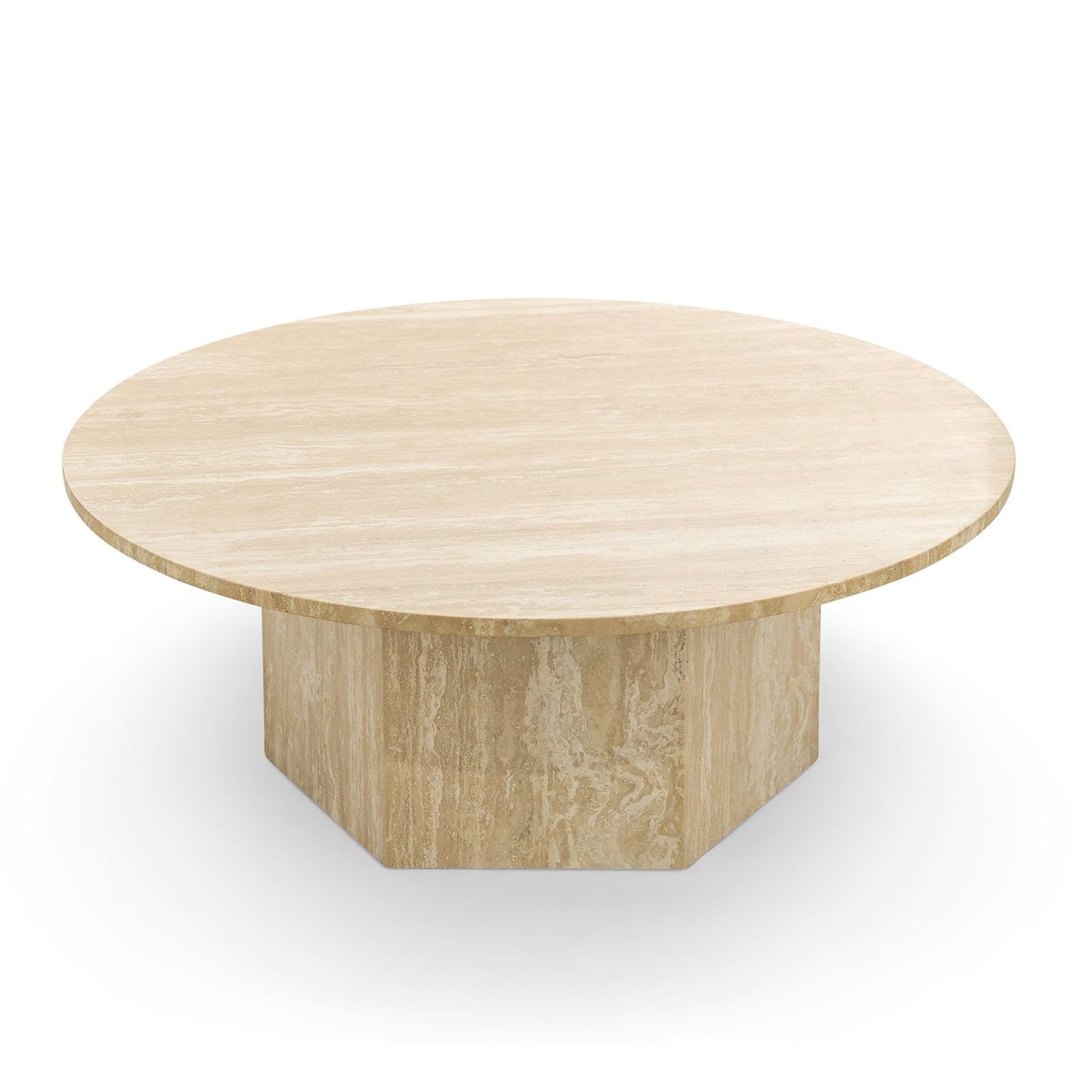 Hexica 100cm Round Coffee Table | Cream Travertine gallery detail image