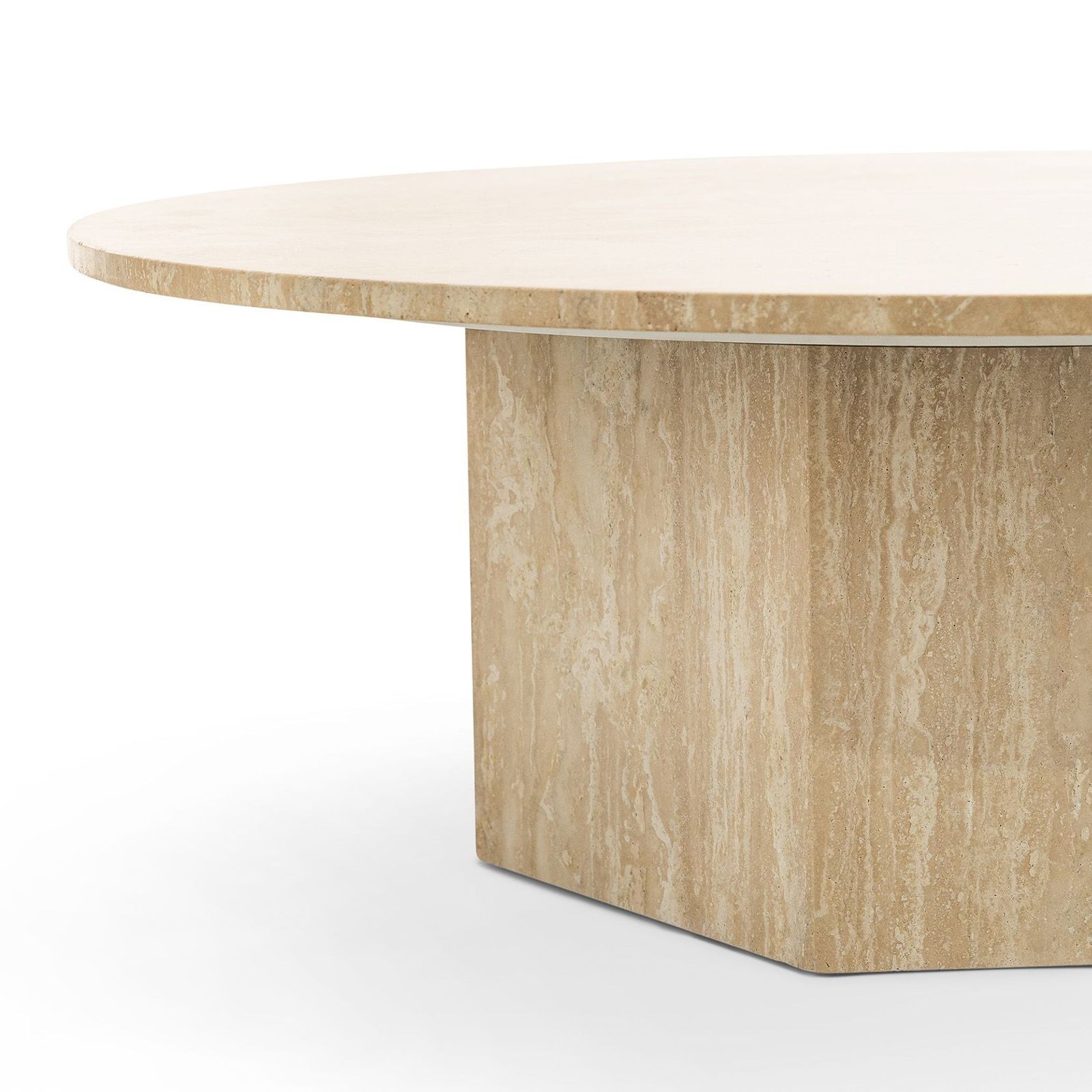 Hexica 100cm Round Coffee Table | Cream Travertine gallery detail image