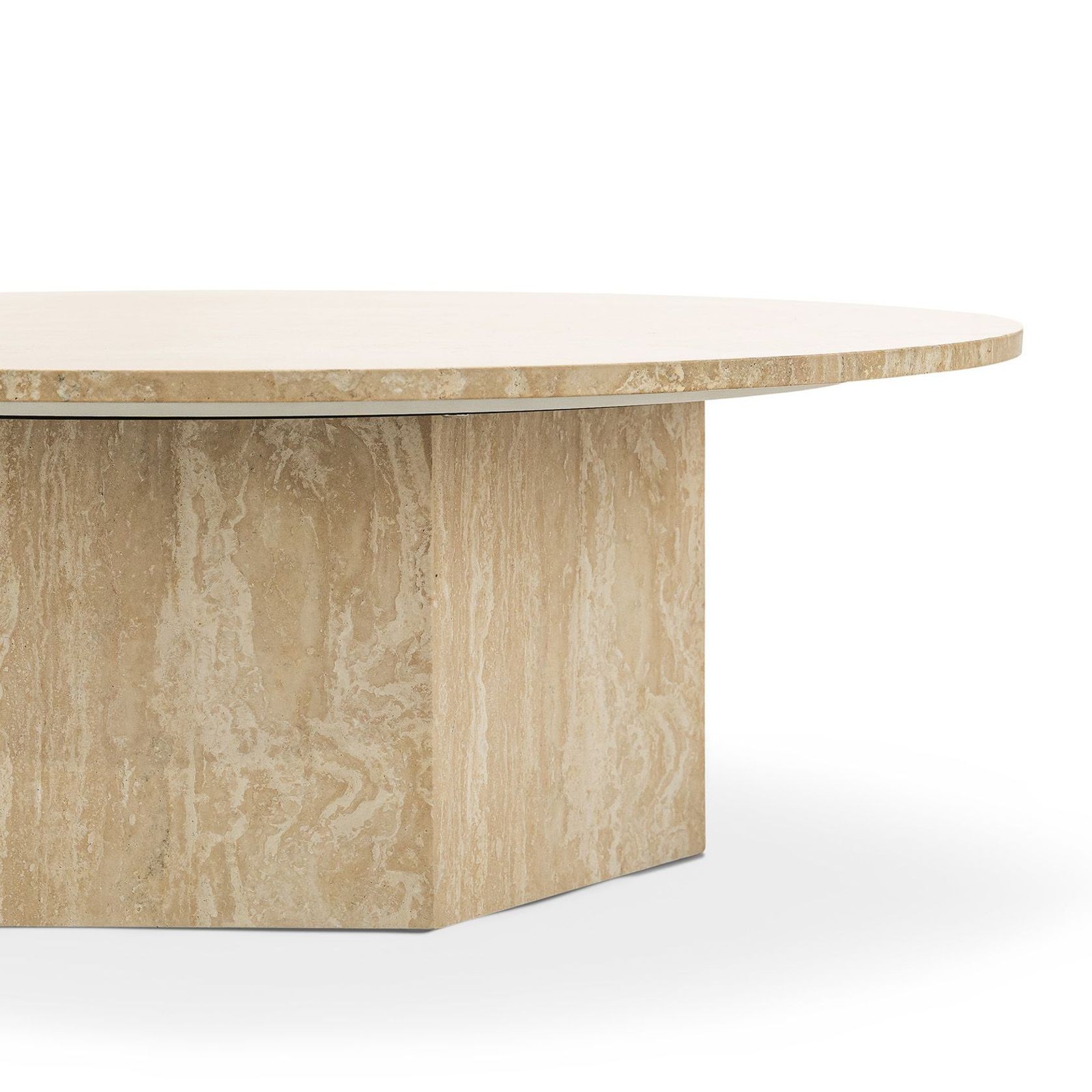 Hexica 100cm Round Coffee Table | Cream Travertine gallery detail image