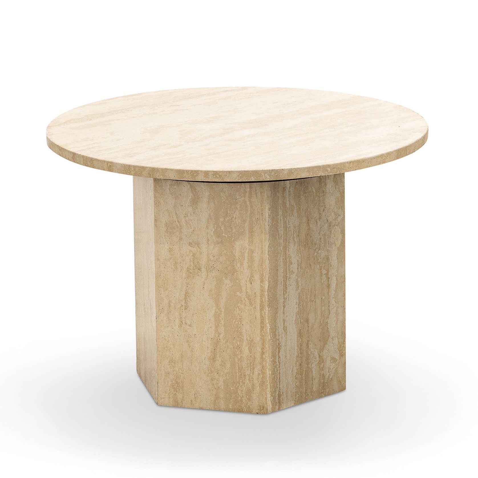 Hexica 60cm Round Coffee Table | Cream Travertine gallery detail image