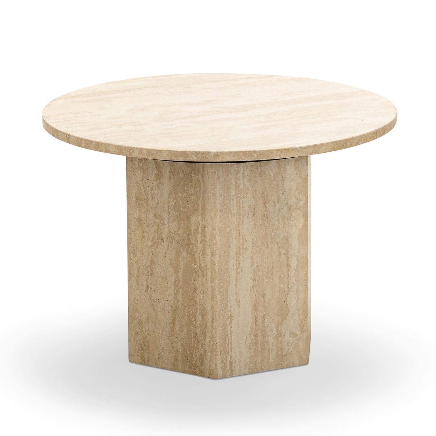 Hexica 60cm Round Coffee Table | Cream Travertine gallery detail image