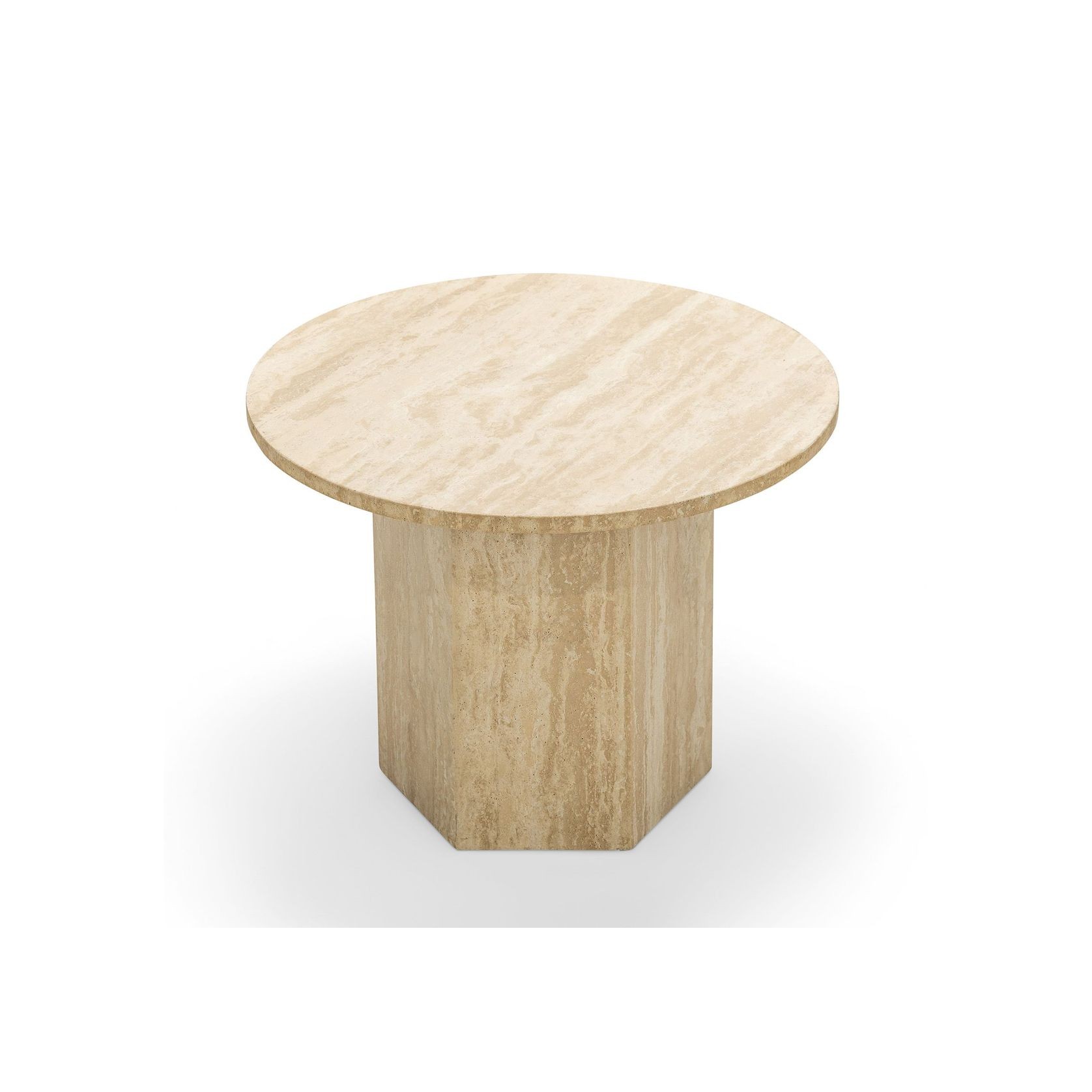 Hexica 60cm Round Coffee Table | Cream Travertine gallery detail image