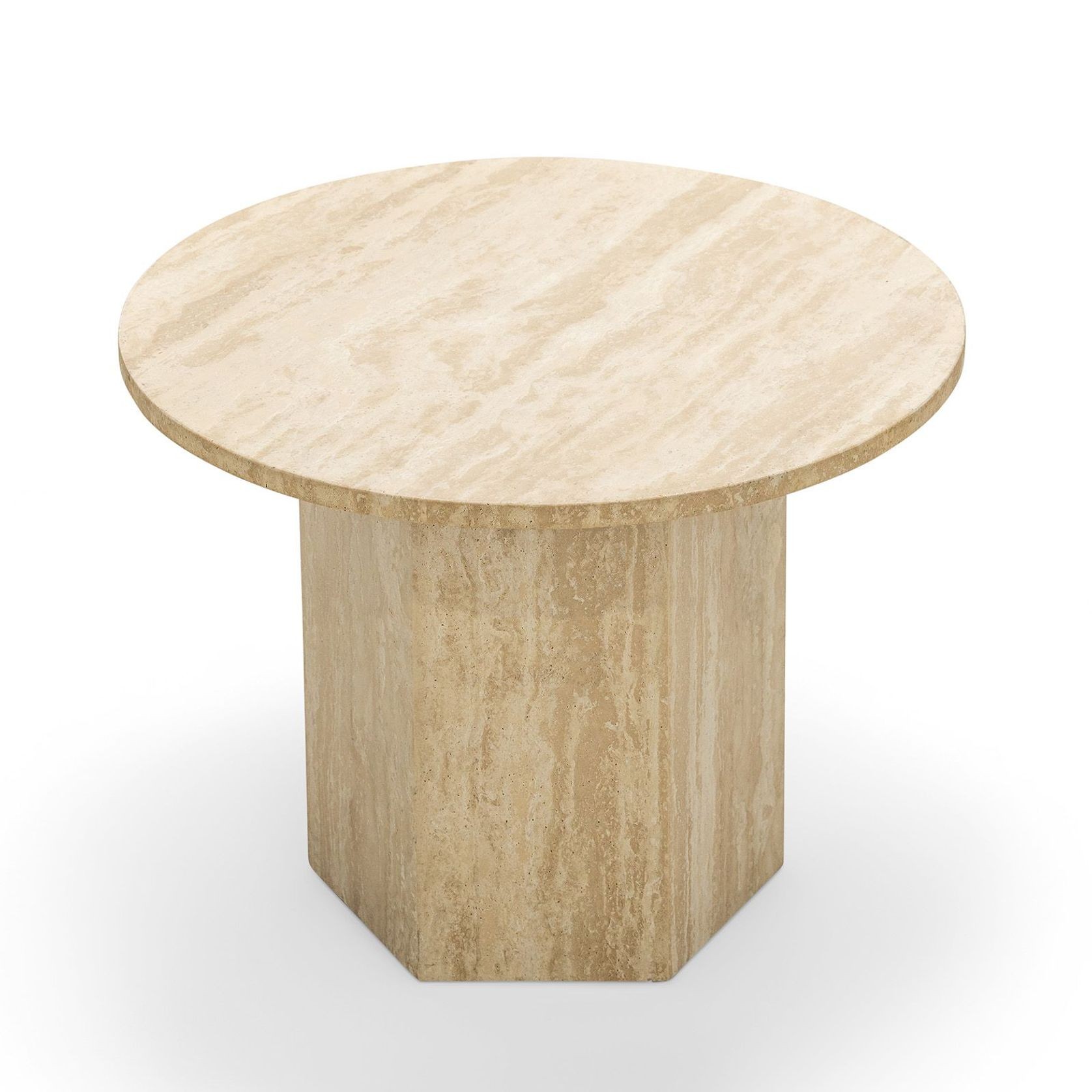 Hexica 60cm Round Coffee Table | Cream Travertine gallery detail image