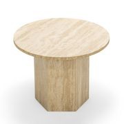 Hexica 60cm Round Coffee Table | Cream Travertine gallery detail image