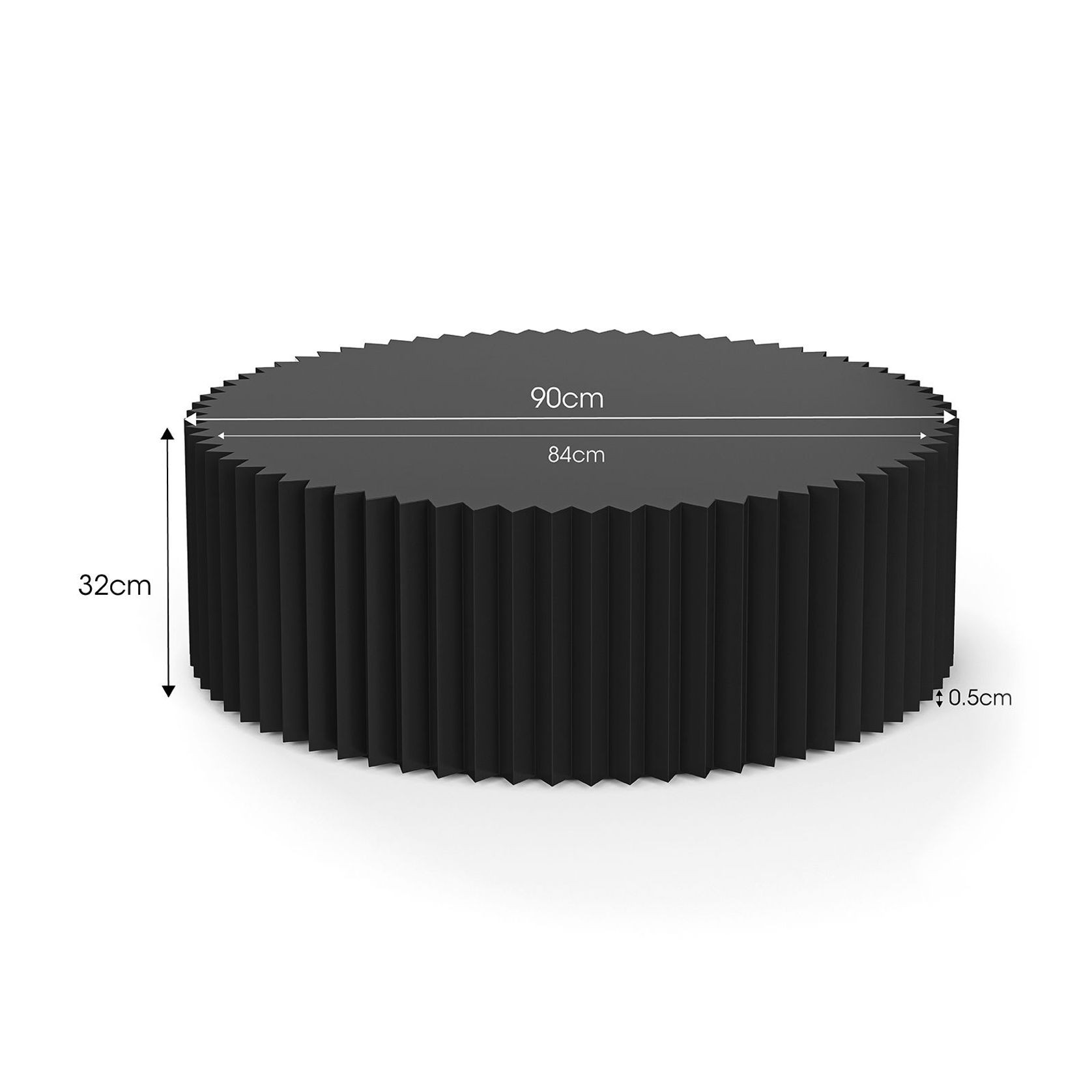Kaei 90cm Round Fluted Coffee Table | Black gallery detail image