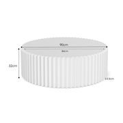 Kaei 90cm Round Fluted Coffee Table | White gallery detail image